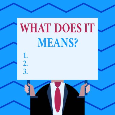 Kelime yazma metni Soru Anlamı Anlamı. İş konsepti, havalimanından insanları seçmenin eski moda bir yolu olarak söylenmiş ve anlaşılmamış bir şeyi sormaktır. İki elle büyük tahtayı tutmak..