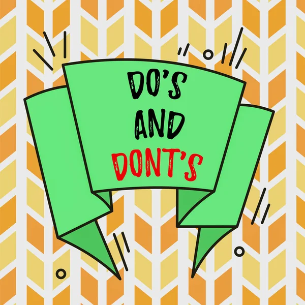 Πινακίδα που δείχνει το Do S And Don. Έννοια φωτογραφία Κανόνες ή έθιμα σχετικά με κάποια δραστηριότητα ή ενέργειες ασύμμετρη σχήμα σχήμα μοτίβο αντικείμενο περίγραμμα πολύχρωμο σχεδιασμό. — Φωτογραφία Αρχείου