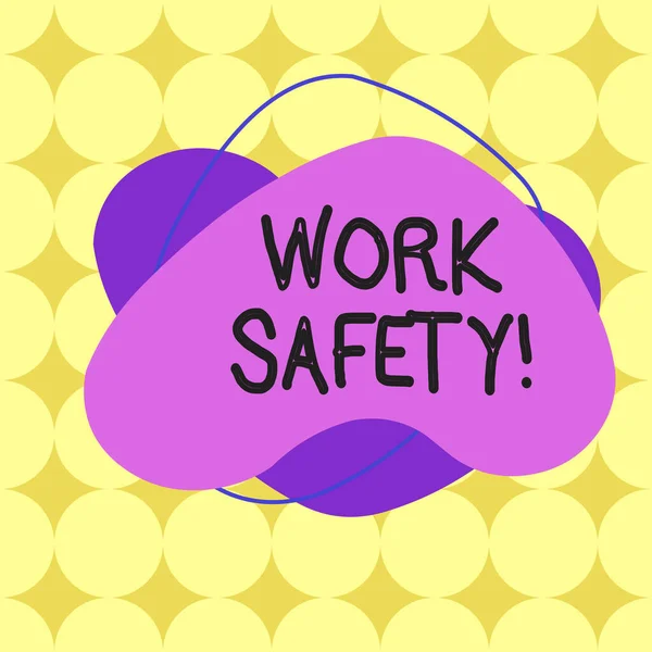Texto de escritura de palabras Seguridad en el trabajo. Concepto de negocio para las políticas y procedimientos establecidos para garantizar la salud de los empleados . —  Fotos de Stock