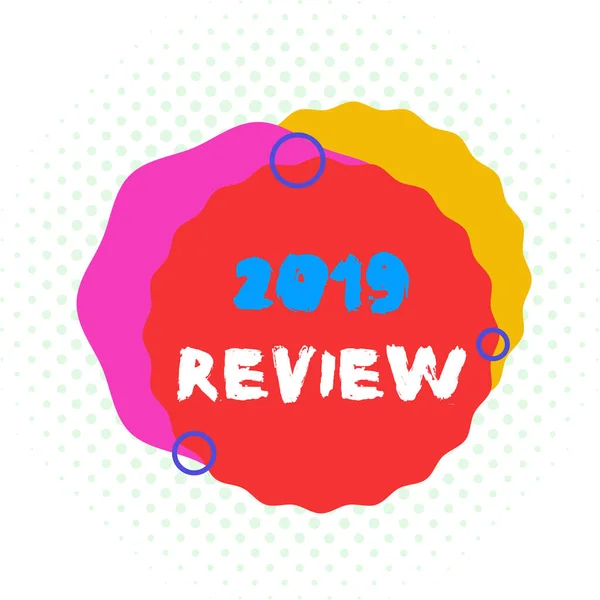 Word writing text 2019 Review. Business concept for New trends and prospects in tourism or services for 2019 Asymmetrical uneven shaped format pattern object outline multicolour design. — Stock Photo, Image