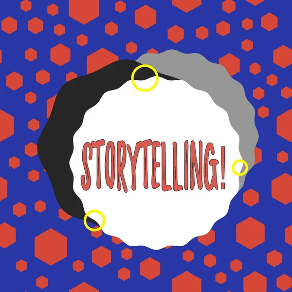 Ordskrivning text Storytelling. Affärsidé för aktivitetsskrivande berättelser för att publicera dem för allmänheten Asymmetrisk ojämn formatering mönster objekt skissera flerfärgad design. — Stockfoto