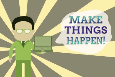 Kelime yazma metni bir şeyleri meydana getirir. Senin için iş konsepti bunu başarmak için çok çaba sarf etmek zorunda kalacak takım elbiseli adam gözlüklü adam elinde dizüstü bilgisayar fotoğrafı tutuyor..