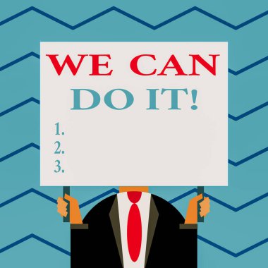 Kelime yazma metni Yapabiliriz. Havaalanından insan seçmenin eski moda yöntemlerini göstererek kendini güçlü görme konsepti. İki elinle büyük tahtayı tut..