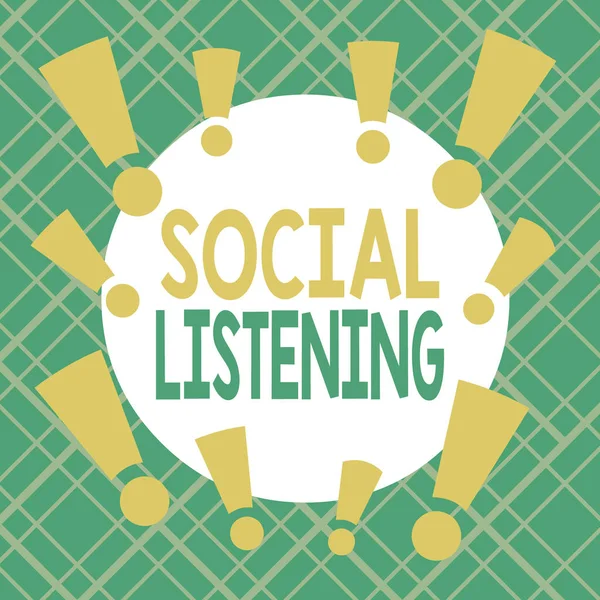 Text sign showing Social Listening. Conceptual photo analyzing the conversations and trends of your product Asymmetrical uneven shaped format pattern object outline multicolour design.