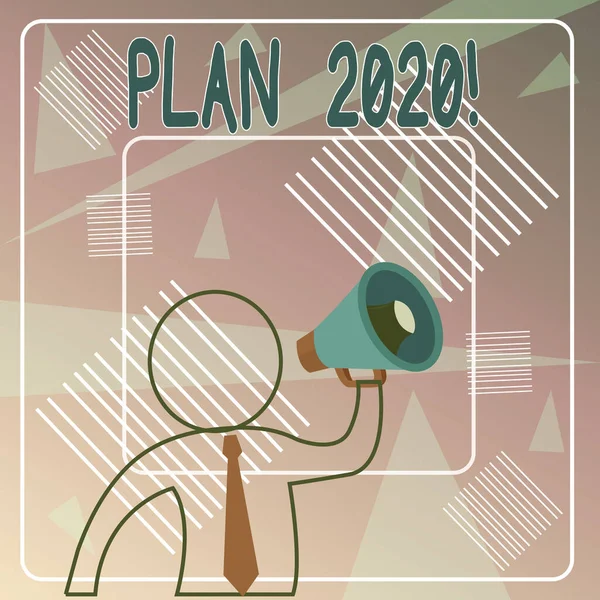 Σχέδιο γραφής κειμένου 2020. Έννοια σημαίνει λεπτομερή πρόταση κάνει την επίτευξη κάτι το επόμενο έτος Περίγραμμα Σύμβολο Man Loudspeaker Κάνοντας Ανακοίνωση δίνοντας οδηγίες. — Φωτογραφία Αρχείου