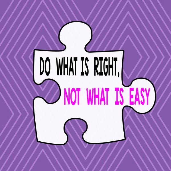 Text sign showing Do What Is Right Not What Is Easy. Conceptual photo willing to stand up for what is right Infinite Geometric Concentric Rhombus Pattern against Lilac Background. — Stock Photo, Image