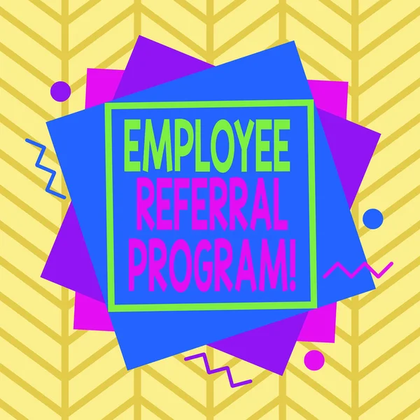 Handwriting text Employee Referral Program. Concept meaning employees are rewarded for introducing recruits Asymmetrical uneven shaped format pattern object outline multicolour design.