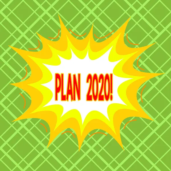 Signo de texto que muestra Plan 2020. Foto conceptual propuesta detallada haciendo algo el próximo año asimétrico desigual formato patrón objeto contorno diseño multicolor . —  Fotos de Stock