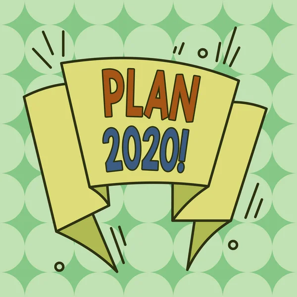 Tekst pisania słów Plan 2020. Koncepcja biznesowa dla szczegółowej propozycji robi coś w przyszłym roku asymetryczny nierównomierny kształt szablonu obiektu zarys wielobarwny projekt. — Zdjęcie stockowe