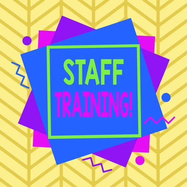 Handwriting text Staff Training. Concept meaning program that helps employees learn specific knowledge Asymmetrical uneven shaped format pattern object outline multicolour design.