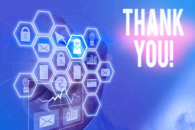 Handwriting text writing Thank You. Concept meaning polite expression used when acknowledging gift service compliment Picture photo system network scheme modern technology smart device.