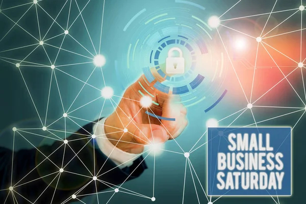 Письменный текст Small Business Saturday. Бизнес-концепция для американского шоппинга прошла в рамках субботней фотосистемы Схема современной технологии смарт-устройства . — стоковое фото