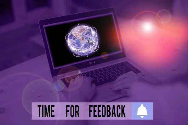 Writing note showing Time For Feedback. Business photo showcasing information about reactions to a product or services Picture photo network scheme with modern smart device. Elements of this image fur