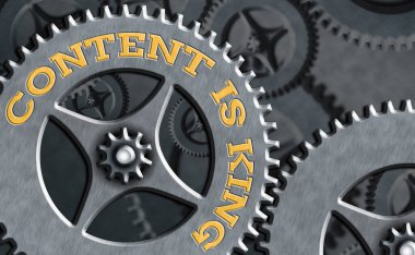 İçeriğin Kral olduğunu gösteren mesaj işareti. Kavramsal fotoğraf içeriğin bir web sitesinin başarısı için merkezi olduğuna inanır..