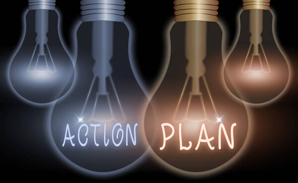 Word writing text Action Plan. Business concept for detailed plan outlining actions needed to reach goals or vision.