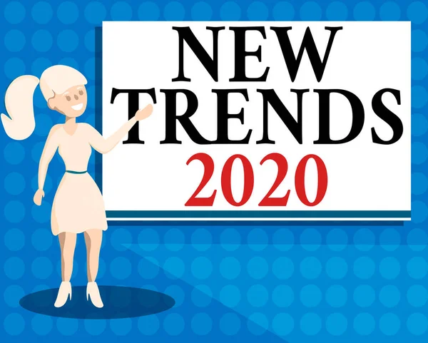 Writing note showing New Trends 2020. Business photo showcasing general direction in which something is developing Wo analysis Presenting Audio Visual Blank Projector Screen.