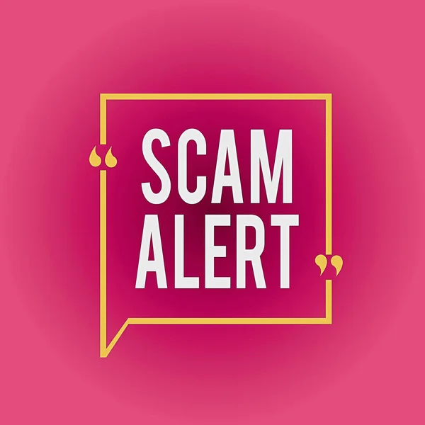 Scam Alert 을 보여 주는 필기 노트. 비즈니스 사진은 자발적으로 이메일을 제공하는 것으로, 이는 버블 Quotation Mark Punctuation 과 함께 가격 흥정 이 가능하다고 주장한다.. — 스톡 사진