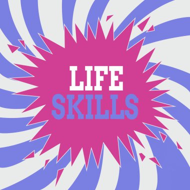 Yaşam becerilerini gösteren bir not yazıyorum. Günlük hayatta tam katılım için gerekli olan iş fotoğrafı gösterme becerisi Patlama Konuşması Patlama Patlaması Patlama Ses Efekti Patlaması.