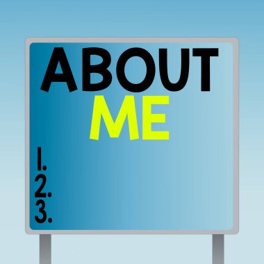 Mesajda benim hakkımda yazıyor. Birisine iyi ve kötü özelliklerinizi ve geçmiş olayları anlatan kavramsal fotoğraf Boş Meydan şekli Billboard Çerçeve Kenarı Dış Görünümü ile ayakta.