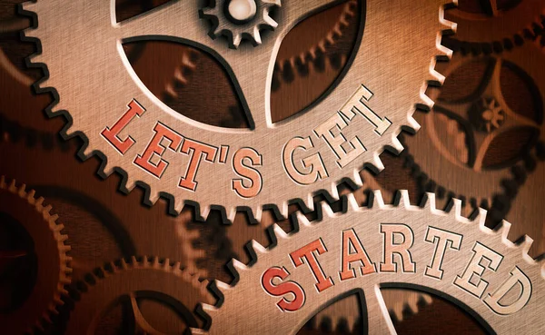 Escritura manual conceptual mostrando Let S Get Started. Foto de negocios mostrando animando a alguien a empezar a hacer algo . — Foto de Stock