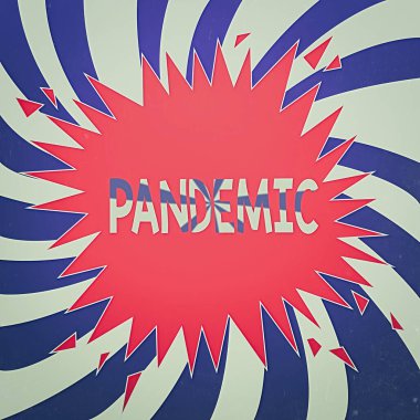 Kelime yazma salgını. Nüfusun yüksek oranını etkileyen geniş bir alanda meydana gelen iş konsepti Patlayan Patlayan Patlama Konuşması Kabarcık Ses Efekti.