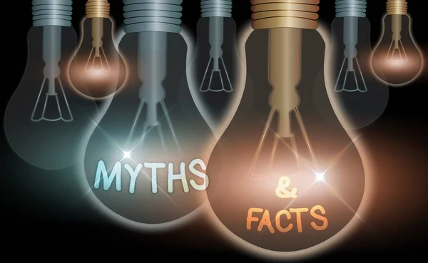 Handwriting text Myths And Facts. Concept meaning usually traditional story of ostensibly historical events. — Stock Photo, Image