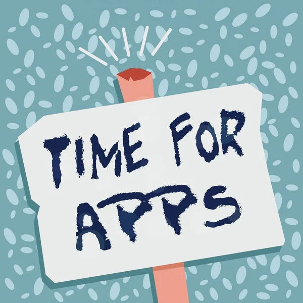 Writing note showing Time For Apps. Business photo showcasing make use of application or services using the technologies Blank Old Weathered Signpost Geometrical Shape Halftone with One stand. — Stock Photo, Image