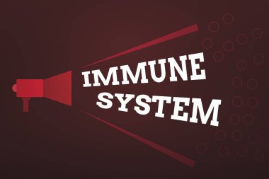 Kelime yazma immün sistemi. Karmaşık Ağ 'ın iş konsepti, mikroplara karşı savunmak için birlikte çalışır. Megafon Yüksek Seslilik ve Ses Aralığı Kamu Duyurusu İçin.