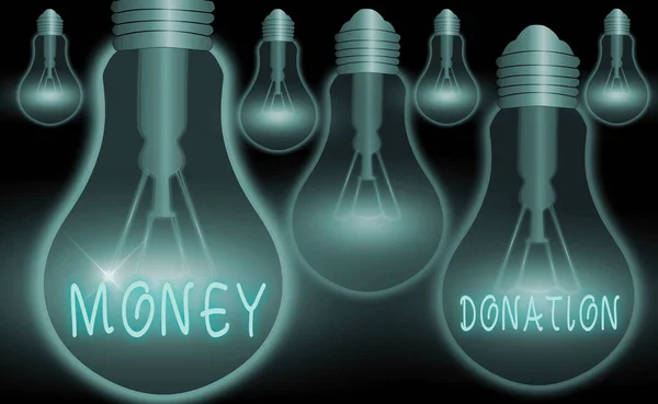 Word writing text Geldspende. Geschäftskonzept für eine Wohltätigkeitshilfe in Form von Bargeld, das einem Verein angeboten wird. — Stockfoto