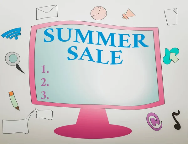 Schreiben Notiz zeigt Summer Sale. Business-Foto, das eine besondere Art von Rabatt auf Waren zeigt, die während des Sommers auferlegt werden. — Stockfoto