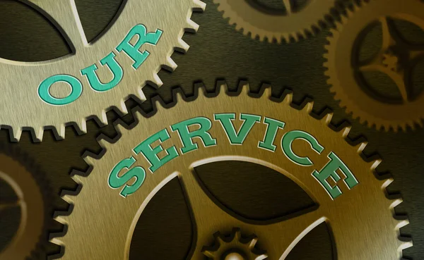 Handstilstext skrivande Vår service. Begreppet "hjälp till allmänheten med en särskild uppsättning färdigheter". — Stockfoto