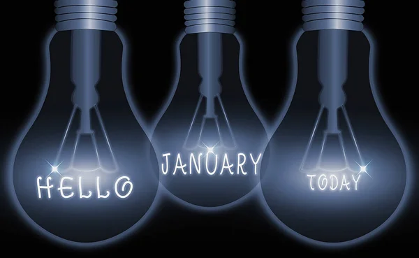 Conceptual hand writing showing Hello January. Business photo text greeting used when welcoming the 1st month of the year. — Stock Photo, Image