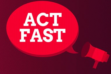 Hızlı Kelime Yazma Hareketi. Bir Hızlı ve Acil Tepki Megafonu verebilme kapasitesine sahip iş konsepti Bir Duyuru İletimi İletisi Boş Konuşma Balonu.