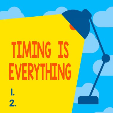 Zamanlamanın her şey olduğunu gösteren mesaj işareti. Kavramsal fotoğraf Bitiş tarihlerini karşılamak için hızlı ve doğru olun Işık Işını alanı ile ayarlanabilir Tablo Abajur Abajur.