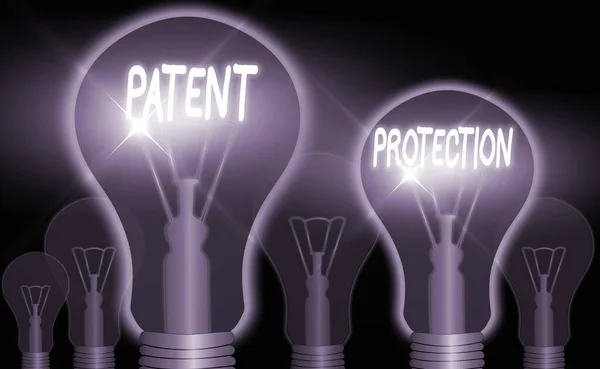 Texte textuel Protection par brevet. Concept d'entreprise pour fournit à une personne physique ou morale des droits exclusifs . — Photo