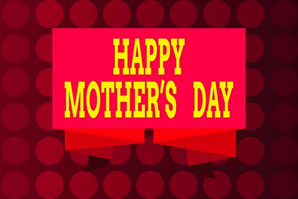 Word writing text Happy Mothers Day. Business concept for celebrated in honor of the motherhood s is influence in society Ribbon Sash Folded and Pleated Decorative Banner Strip corrugated Riband.