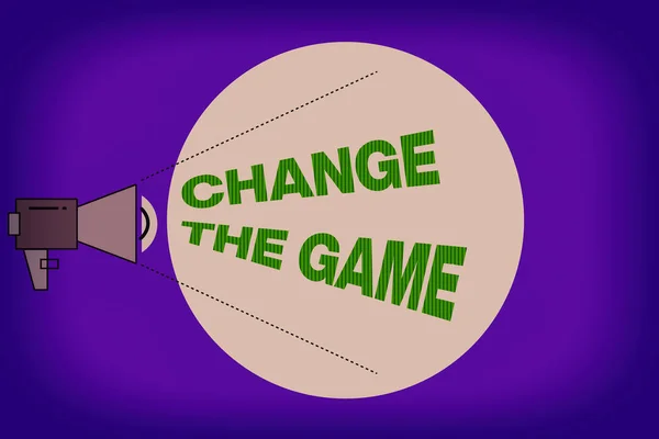 Text sign showing Change The Game. Conceptual photo adjustment in coarse strategy planning process etc Megaphone with Pitch Power Level Volume Sound Icon and Blank Circle.