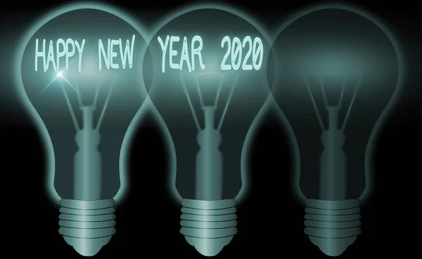 Woord schrijven tekst Gelukkig Nieuwjaar 2020. Bedrijfsconcept voor de viering van het begin van het kalenderjaar 2020. — Stockfoto