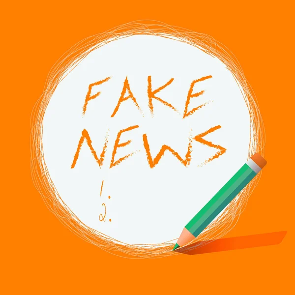 Записка про Fake News Ділове фото, що показує неправдивий вміст, опубліковане без довіри, щоб обманути читачів Скріблювання круглих ліній за допомогою олівця Білого твердого кола. — стокове фото