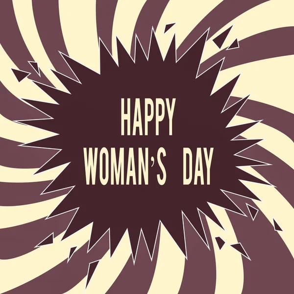 Conceptual hand writing showing Happy Woman S Day. Business photo showcasing to commemorate the essence of every lady around the world Exploding Cracking Breaking Speech Bubble Sound on Burst. — Stock Photo, Image