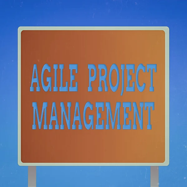 Conceptual hand writing showing Agile Project Management. Business photo showcasing management methodology from traditional to modern technology Square Billboard Standing with Frame Border Outdoor — Stock Photo, Image