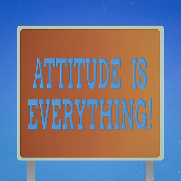 Conceptual hand writing showing Attitude Is Everything. Business photo showcasing Personal Outlook Perspective Orientation Behavior Square Billboard Standing with Frame Border Outdoor Display. — Stock Photo, Image