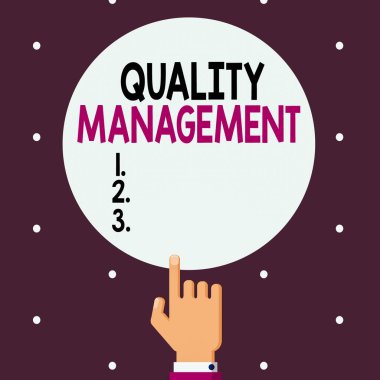 Kelime yazma Kalite Yönetimi. Erkek Hu Analizi Yapılması Gereken İşletme Eylemleri Konsepti El İşaretleme İşareti Katı Renk Çemberine Dokunma.