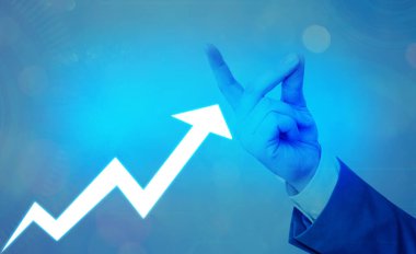 Erkek Akıllı Telefon Yükselen Eğilimler Performans Çubuğu Grafik Geliri Artırıyor. Yükselen Artan Hareket, Yükselen Finansal Hisse Çizelgesi Durum Raporu Gösteriliyor.