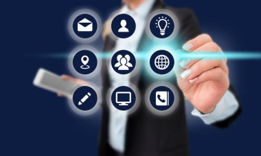 En Son Dijital Teknoloji, Sosyal Medya, Ağ Bağlantısı, İletişim, İşletme, Mali Konsept.