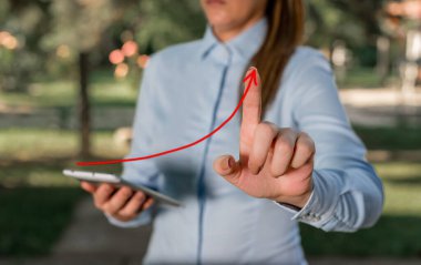 Arrowhead Curve Illustration Face Upward Rising Acoting Access Achievement Development Dijital Ok Çizelgesi Büyümeyi Sembolize Ediyor