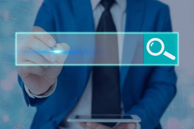 Web Arama Veri Bilgileri Fütüristik Teknoloji Bilgi Düz Element Simgesi. En Son Dijital Bilgisayarlaştırma Ağı Bağlantı İletişim İş Finansal Kavramı.