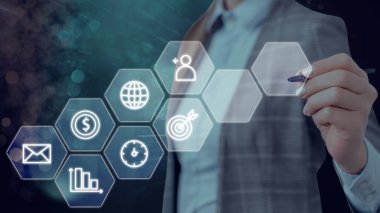 En Son Dijital Teknoloji, Sosyal Medya, Ağ Bağlantısı, İletişim, İşletme, Mali Konsept.