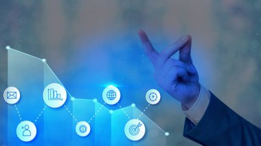 Erkek Akıllı Telefon Yükselen Eğilimler Performans Çubuğu Grafik Geliri Artırıyor. Yükselen Artan Hareket, Yükselen Finansal Hisse Çizelgesi Durum Raporu Gösteriliyor.