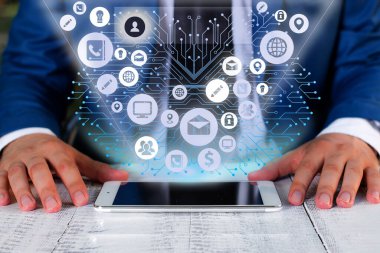 En Son Dijital Teknoloji, Sosyal Medya, Ağ Bağlantısı, İletişim, İşletme, Mali Konsept.